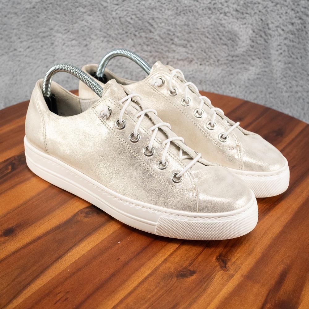 Paul Green Mineral Metallic Silver Leather  Sneakers Women UK 6.5 US 9 *READ*